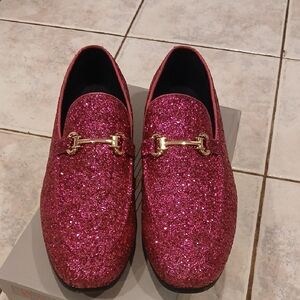 Men's Pink Glitter Loafers